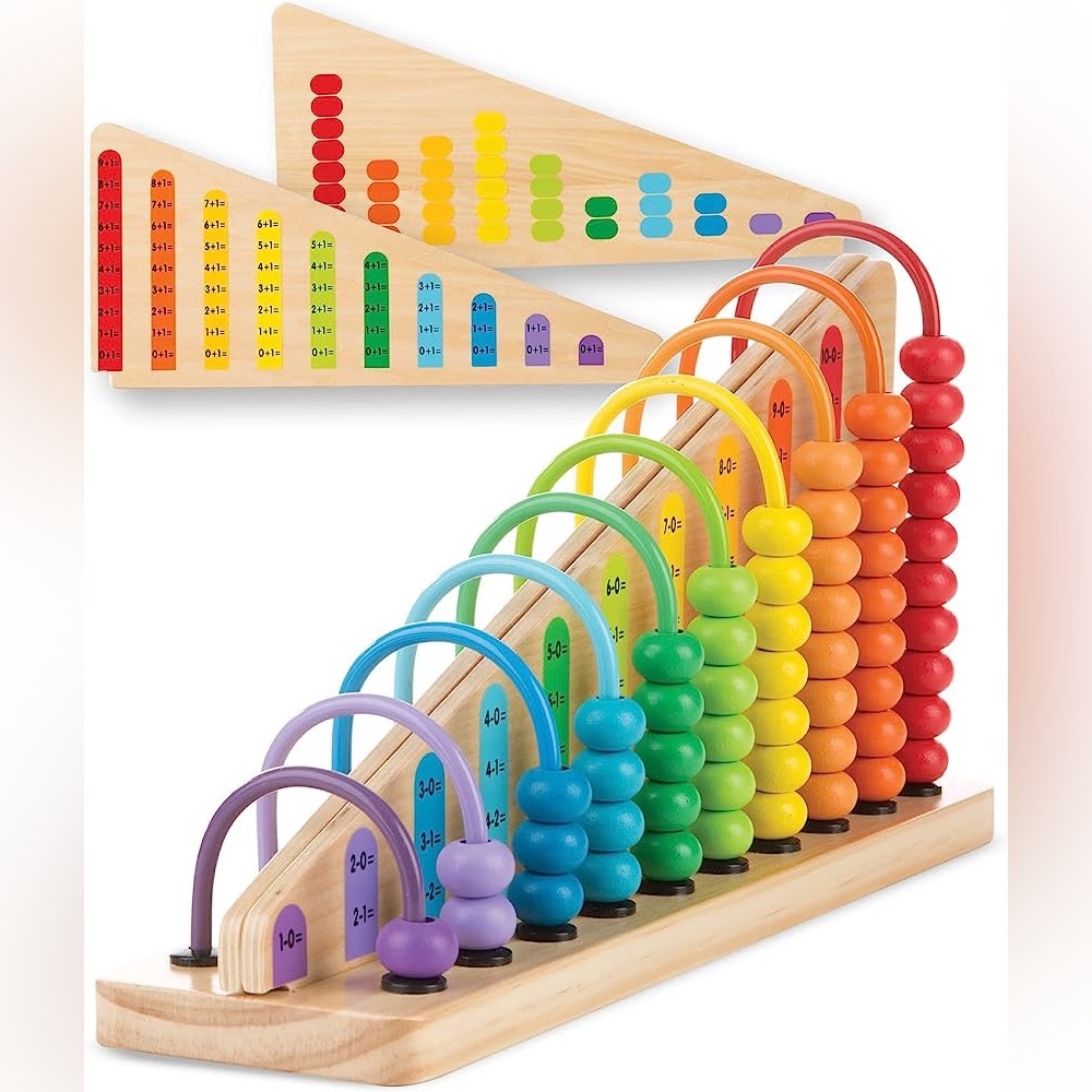 Melissa & Doug Add & Subtract Abacus Educational Toy 55 Beads Sturdy Wooden